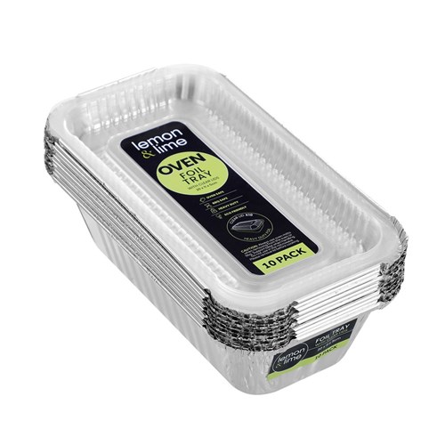 FOIL TRAY W/ PLASTIC LID 10PK