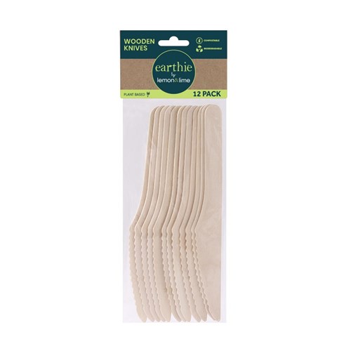 ECO WOODEN KNIVES 16.5CM 12PK