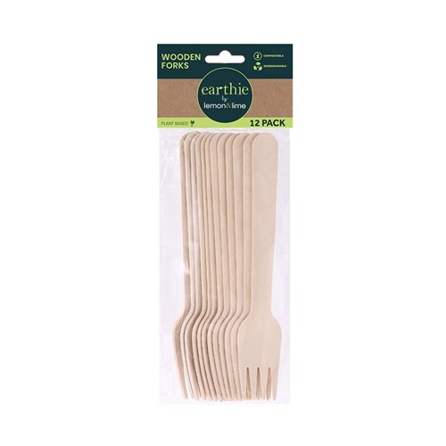 ECO WOODEN FORKS 15.5CM 12PK