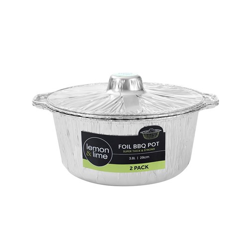 FOIL BBQ POT 3.8L 2PK 29CM