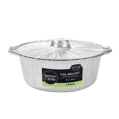 FOIL BBQ POT 5.5L 2PK 34CM