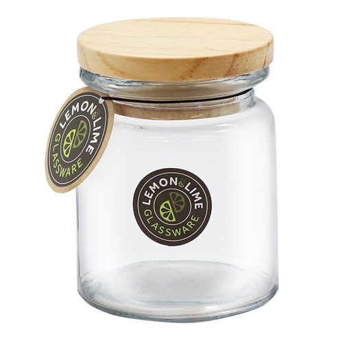 GLASS JAR WITH WOODEN LID