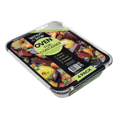 FOIL CONTAINER W/ LID 4PK