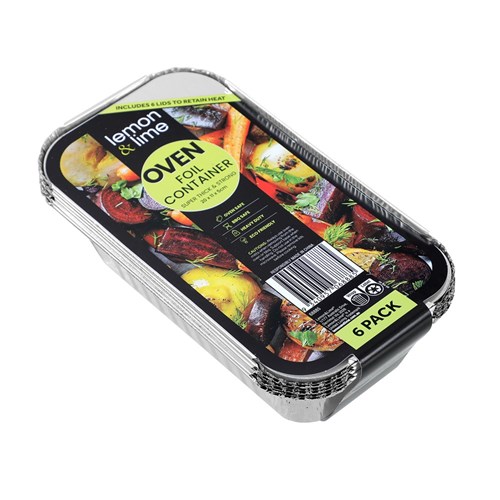 FOIL CONTAINER W/ LID 6PK