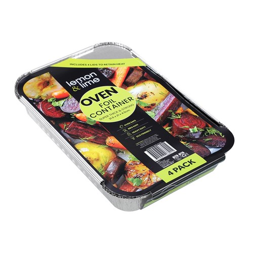 FOIL CONTAINER W/ LID 4PK