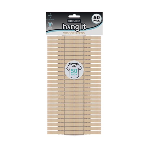 WOODEN CLOTHES PEGS 50PK