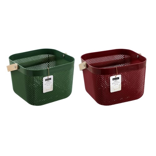 MESH PLASTIC BASKET WOOD