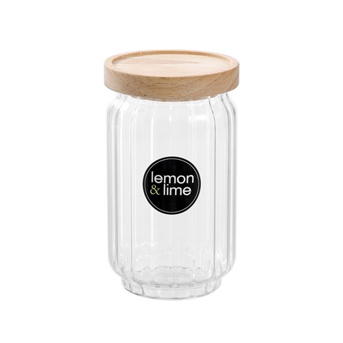 WOODEND RIBBED GLASS JAR 750ML