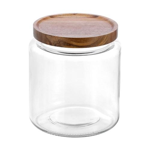 CAFE COOKIE JAR WITH WOOD LID
