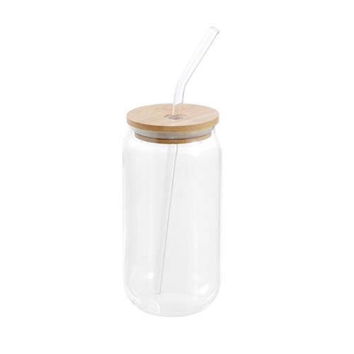GLASS DRINK CUP + GLASS STRAW