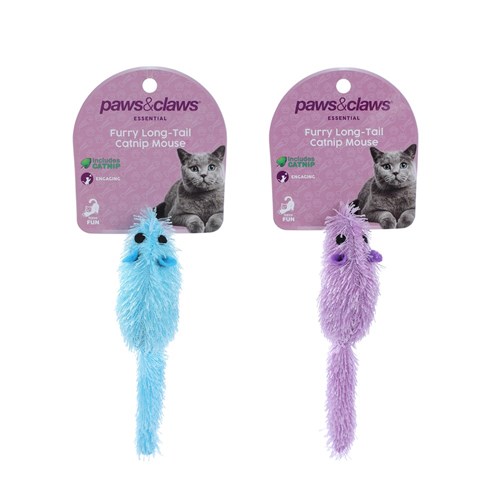 FURRY LONG-TAIL MOUSE CAT TOY