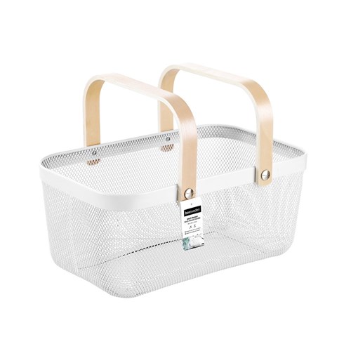 MESH BASKET WHT 40X25X17CM W/