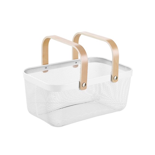 MESH BASKET WHT 40X25X17CM W/