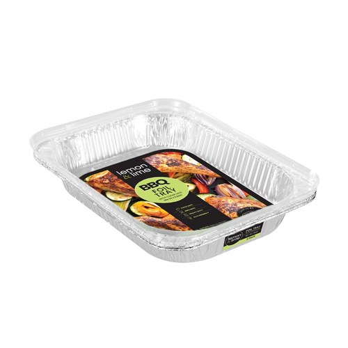 FOIL TRAY LGE W/ PLASTIC LID