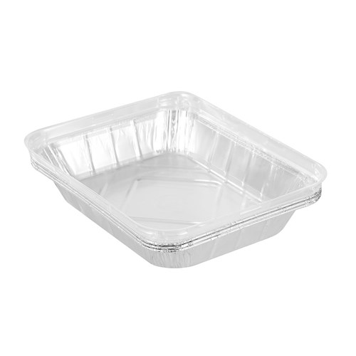 FOIL TRAY W/ PLASTIC LID 3PK