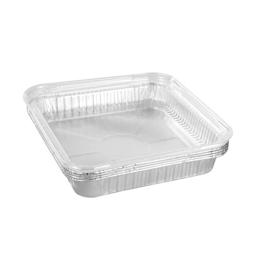 FOIL TRAY W/ PLASTIC LID 4PK