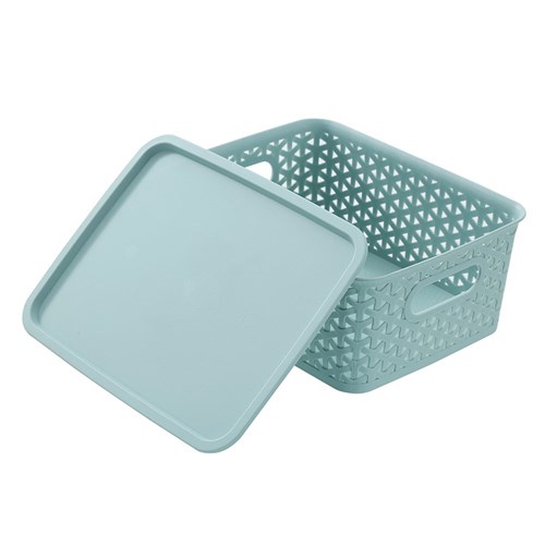 WICKER BASKET W/LID SML