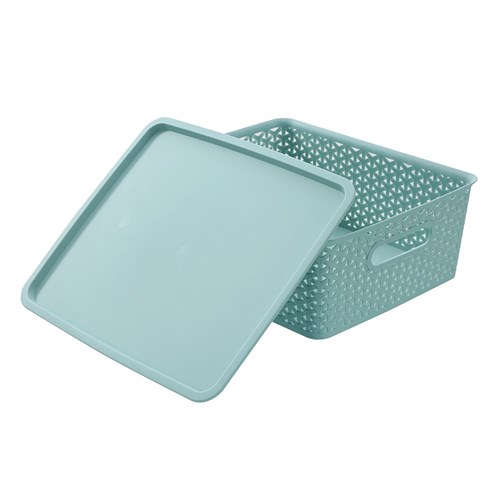 WICKER BASKET W/LID MED