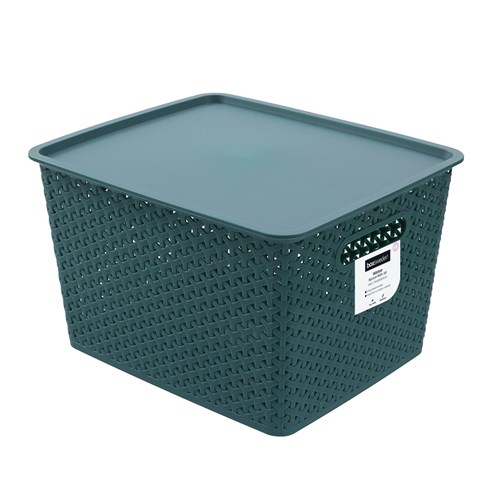 WICKER BASKET W/LID LGE