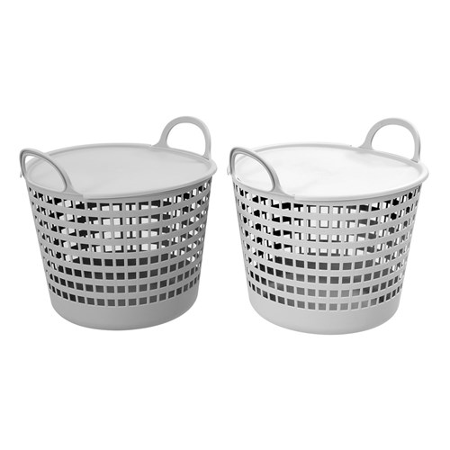 FLEXIBLE LAUNDRY BASKET LIDDED