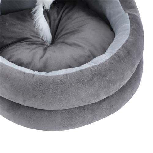 PLUSH VELVET CAT CAVE GREY