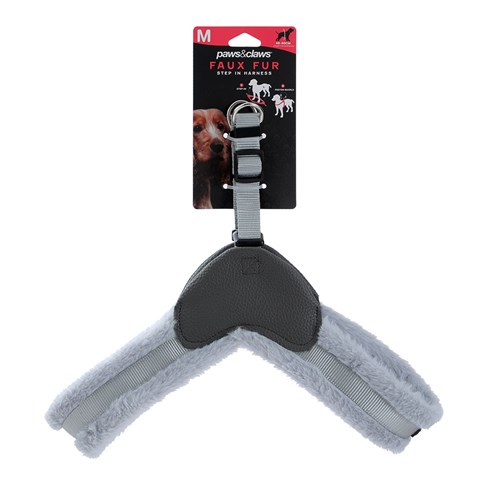 FAUX FUR & LEATHER HARNESS MED
