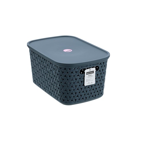 RATTAN BASKET LIDDED 7L