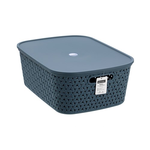 RATTAN BASKET LIDDED 15L