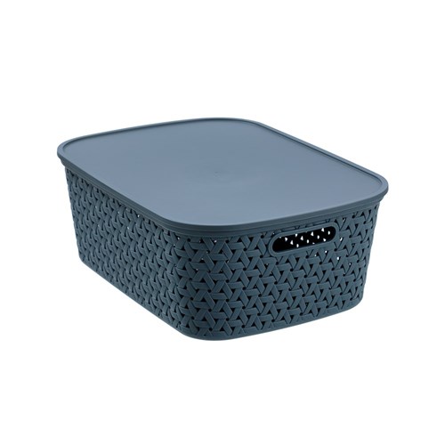 RATTAN BASKET LIDDED 15L