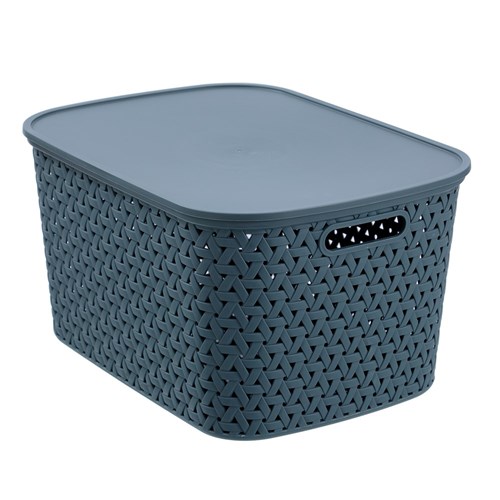 RATTAN BASKET LIDDED 26L