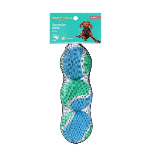 SQUEAKY BALLS 3PK 6CM