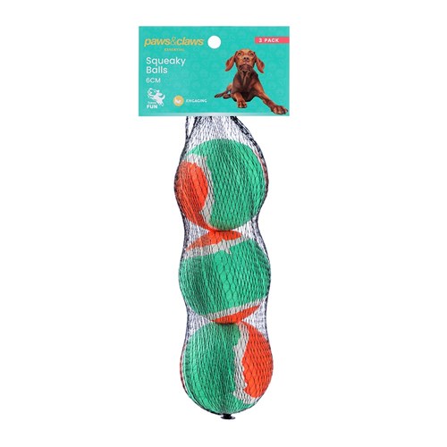 SQUEAKY BALLS 3PK 6CM