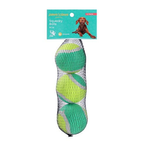 SQUEAKY BALLS 3PK 6CM