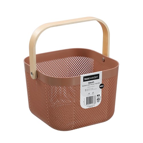MESH PLASTIC BASKET WOOD