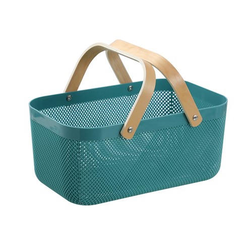 MESH PLASTIC BASKET WOOD