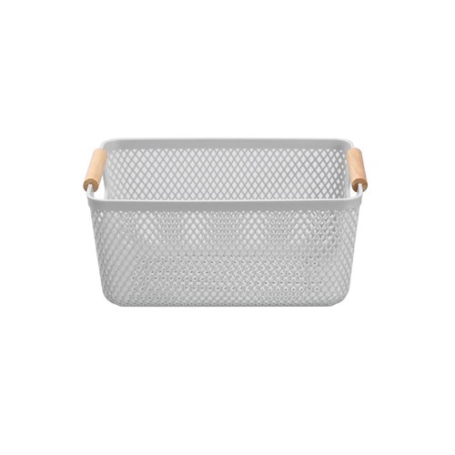 MESH PLASTIC BASKET WOOD