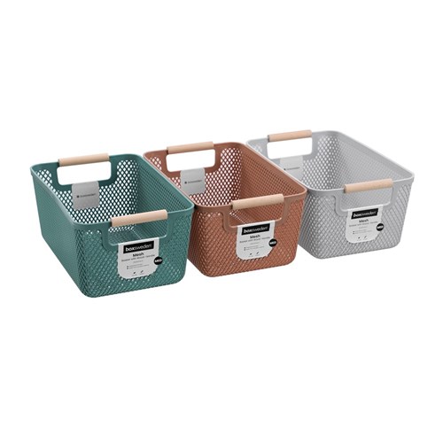MESH PLASTIC BASKET WOOD