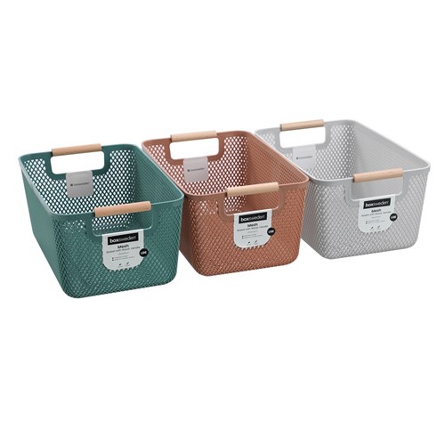 MESH PLASTIC BASKET WOOD