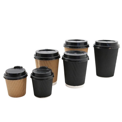RIPPLE WALL COFFEE CUPS W/LIDS