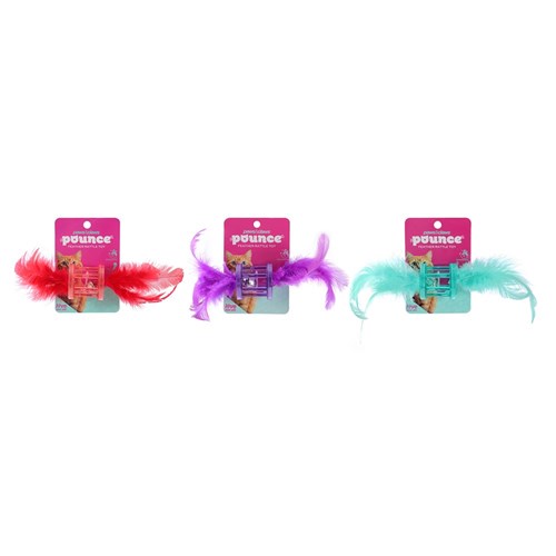 POUNCE FEATHER RATTLE CAT TOYS