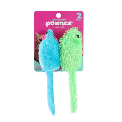 POUNCE PLUSH MICE 2PK 4 ASSTD