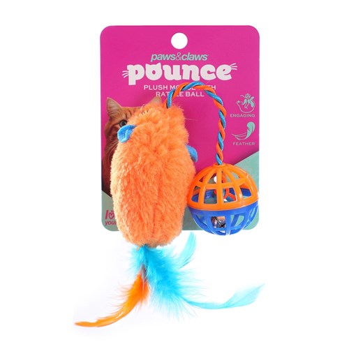 POUNCE PLUSH MOUSE W RATTLE