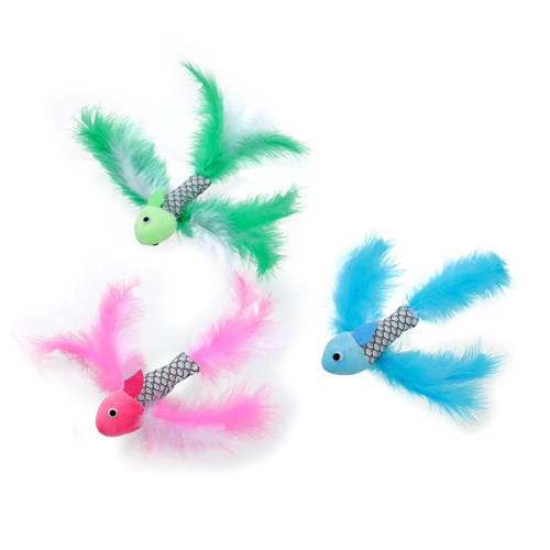 POUNCE FISH TOY WITH FEATHER