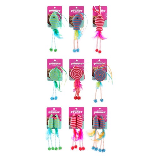 POUNCE STRING CAT TOYS 9 ASSTD