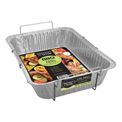 FOIL TRAY W/WIRE HANDLES