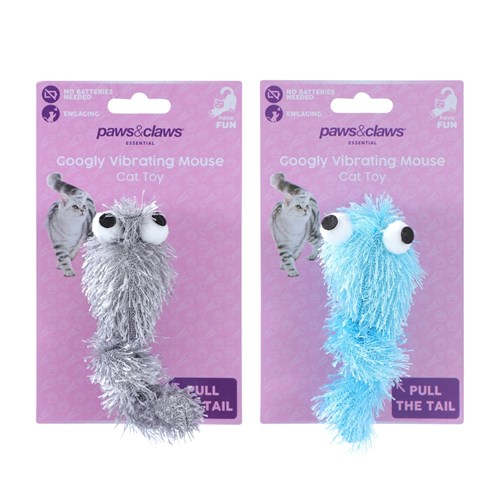 GOOGLY VIBRATING MOUSE CAT TOY 22X5X4CM 2 ASSTD to United