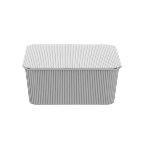 RIBBED STORAGE BASKET LIDDED