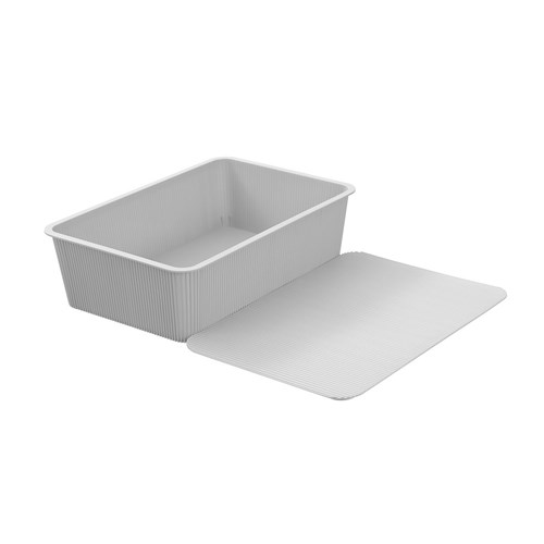RIBBED STORAGE BASKET LIDDED