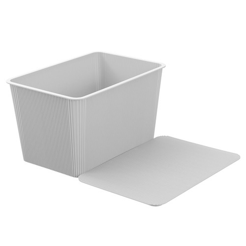 RIBBED STORAGE BASKET LIDDED