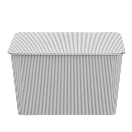 RIBBED STORAGE BASKET LIDDED